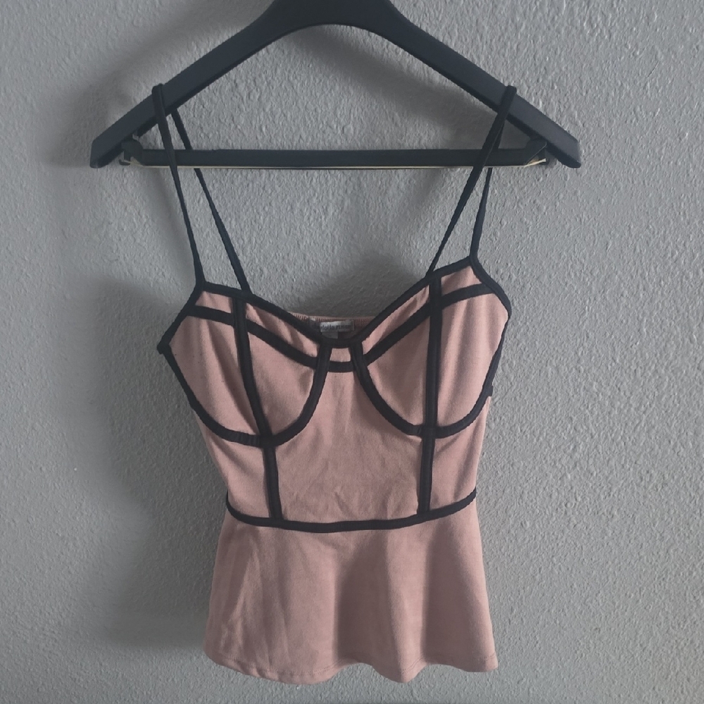 Peplum Bustier Top with Black Trim